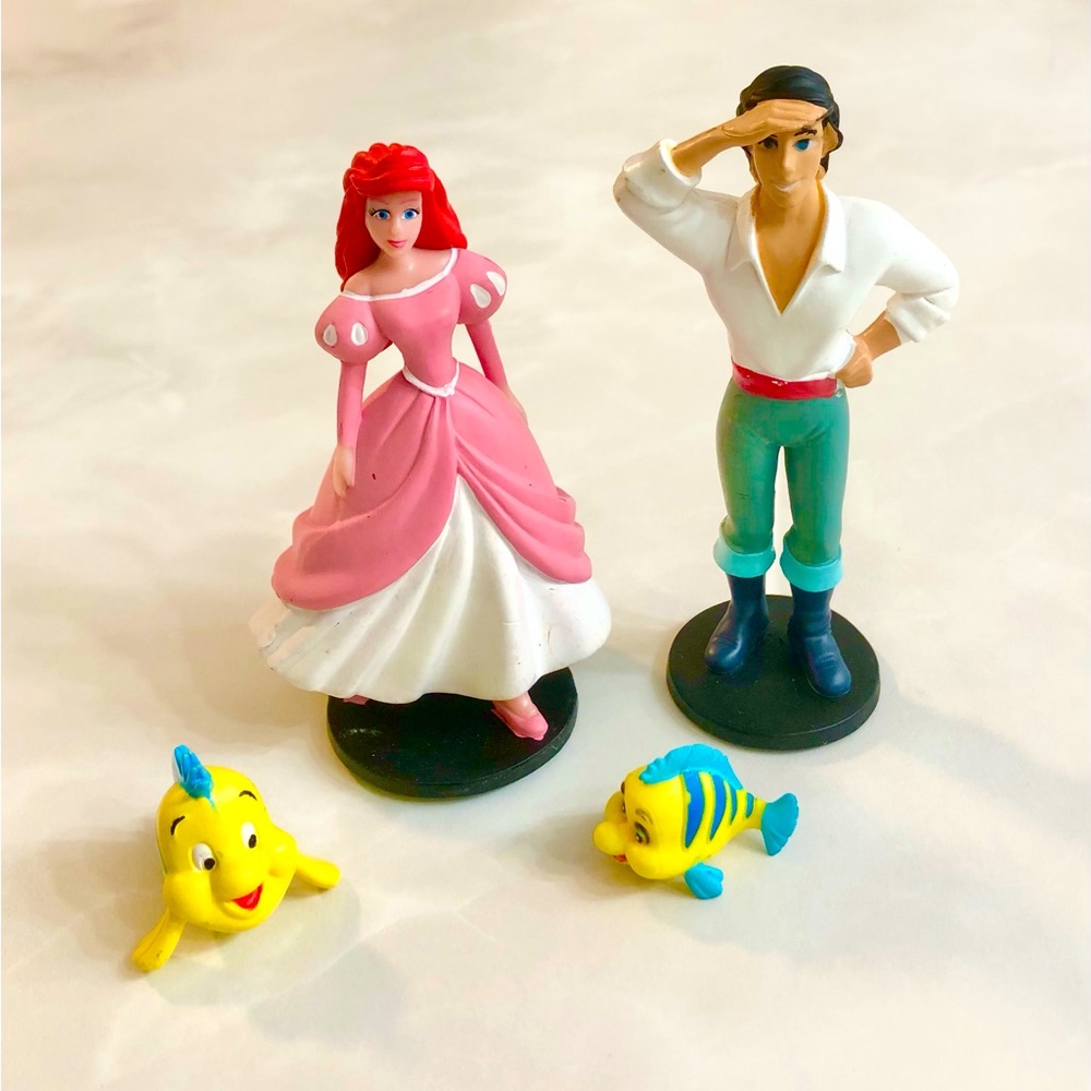 Disney The Little Mermaid PVC Figurines Prince Eric Flounder Ariel Pink Dress